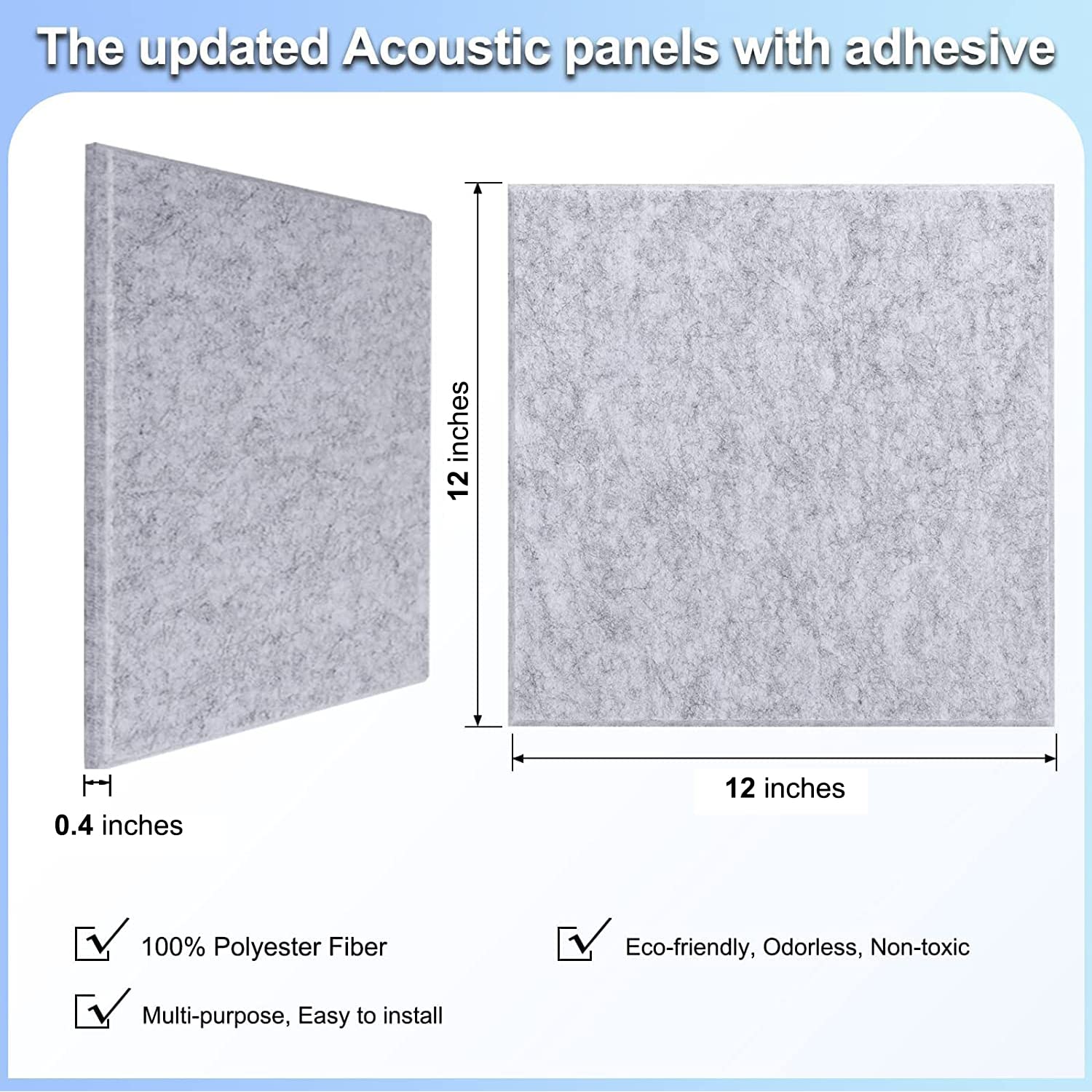 18 Pack Gray Acoustic Panels 12''X12''X 0.4'' Soundproof Wall Panels Wall Decoration Sound Absorbing Panel High-Density Sound De